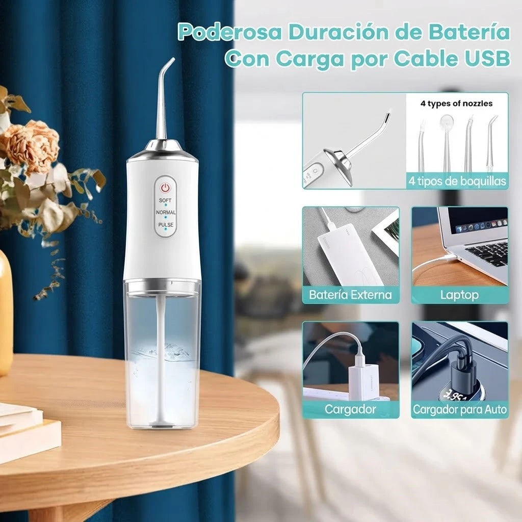 Irrigador Bucal Portátil Recargable, Sonrisa Perfecta y Encías Sanas