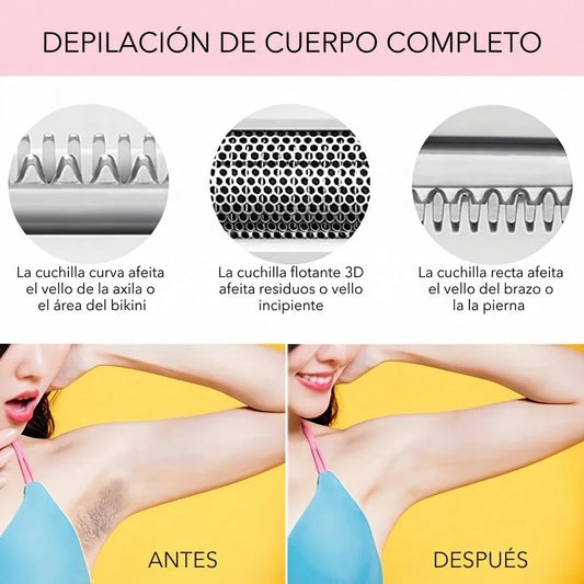 Depiladora Eléctrica Multifuncional 4 en 1, Bikini, Cejas, Axilas