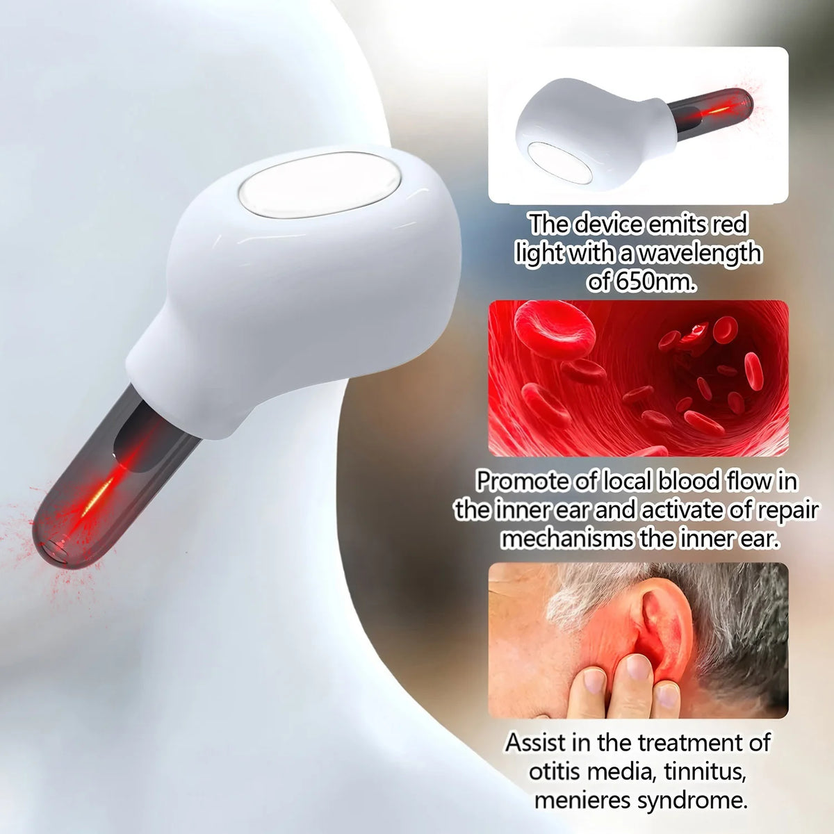 Terapia de Luz Roja Para Oídos y Nariz de 650MN - Otoluxe