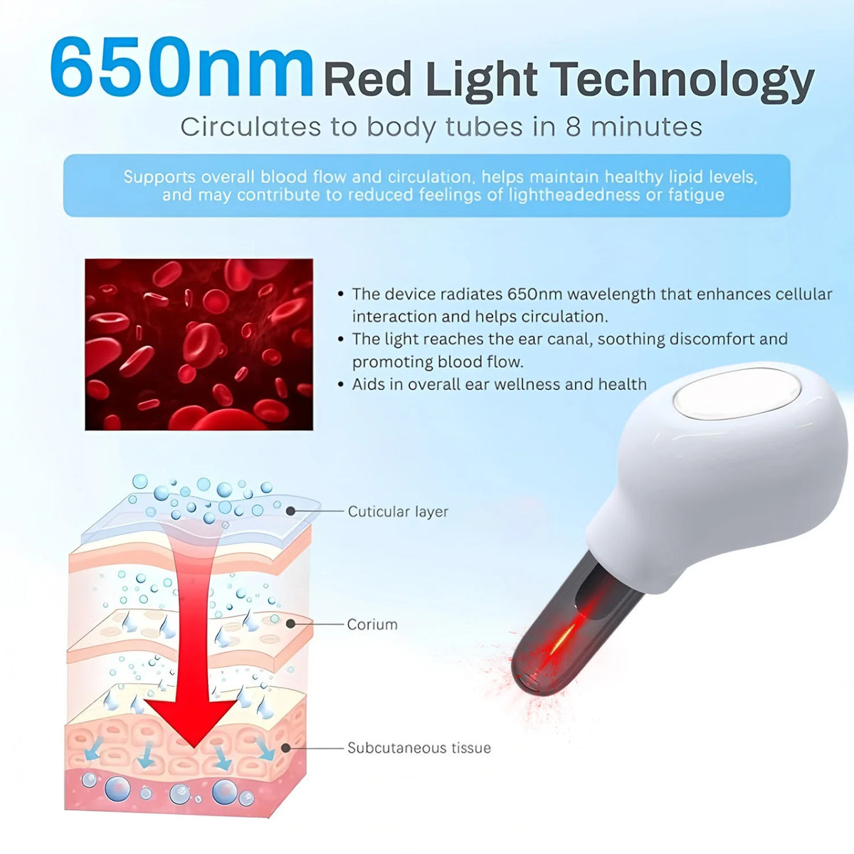Terapia de Luz Roja Para Oídos y Nariz de 650MN - Otoluxe