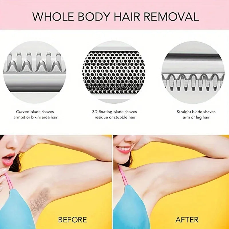 Depiladora Eléctrica Multifuncional 4 en 1, Bikini, Cejas, Axilas